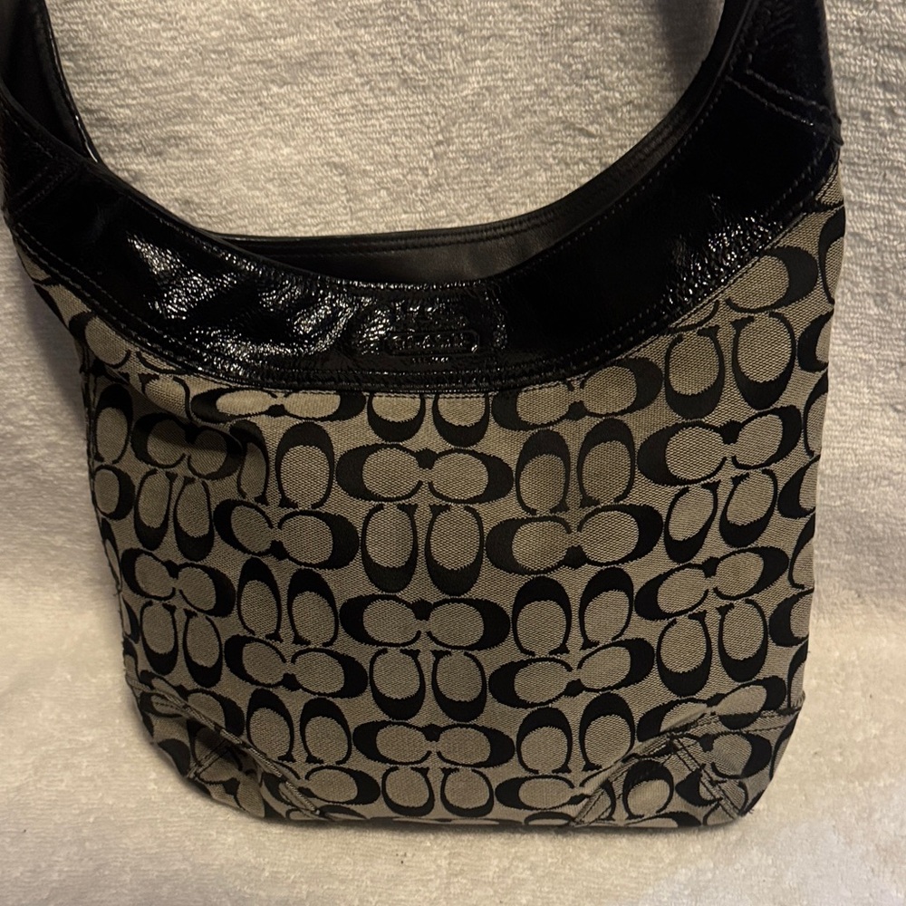 Coach Black and Brown Signature Shoulder Bag